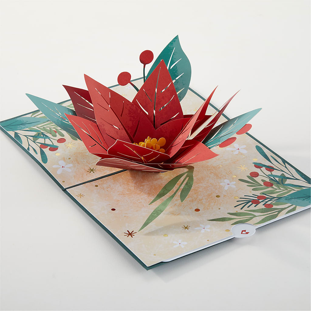 Happiest Holidays Poinsettia and Lovepop Card – Mattoon Flower Shop Inc, Mattoon IL