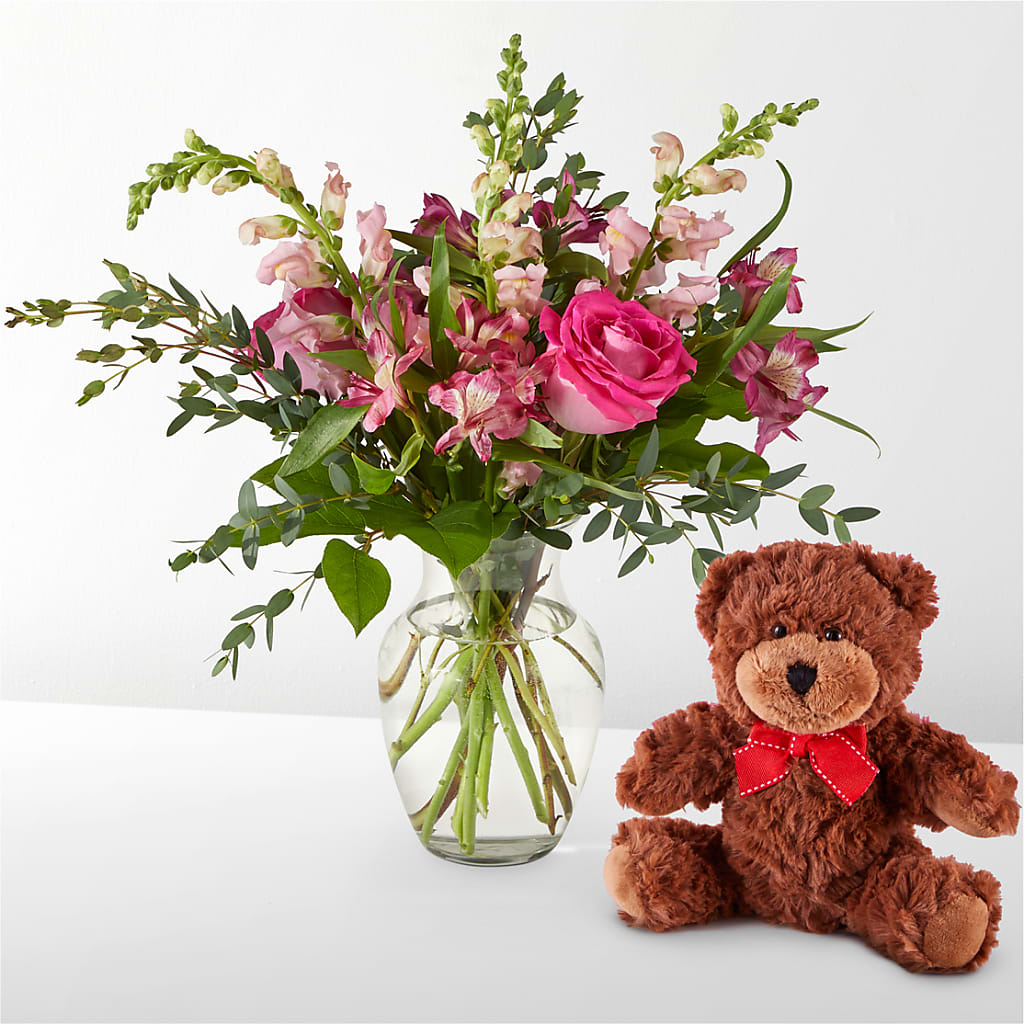 Happily Ever After Bouquet & Bear Set – Mattoon Flower Shop Inc, Mattoon IL