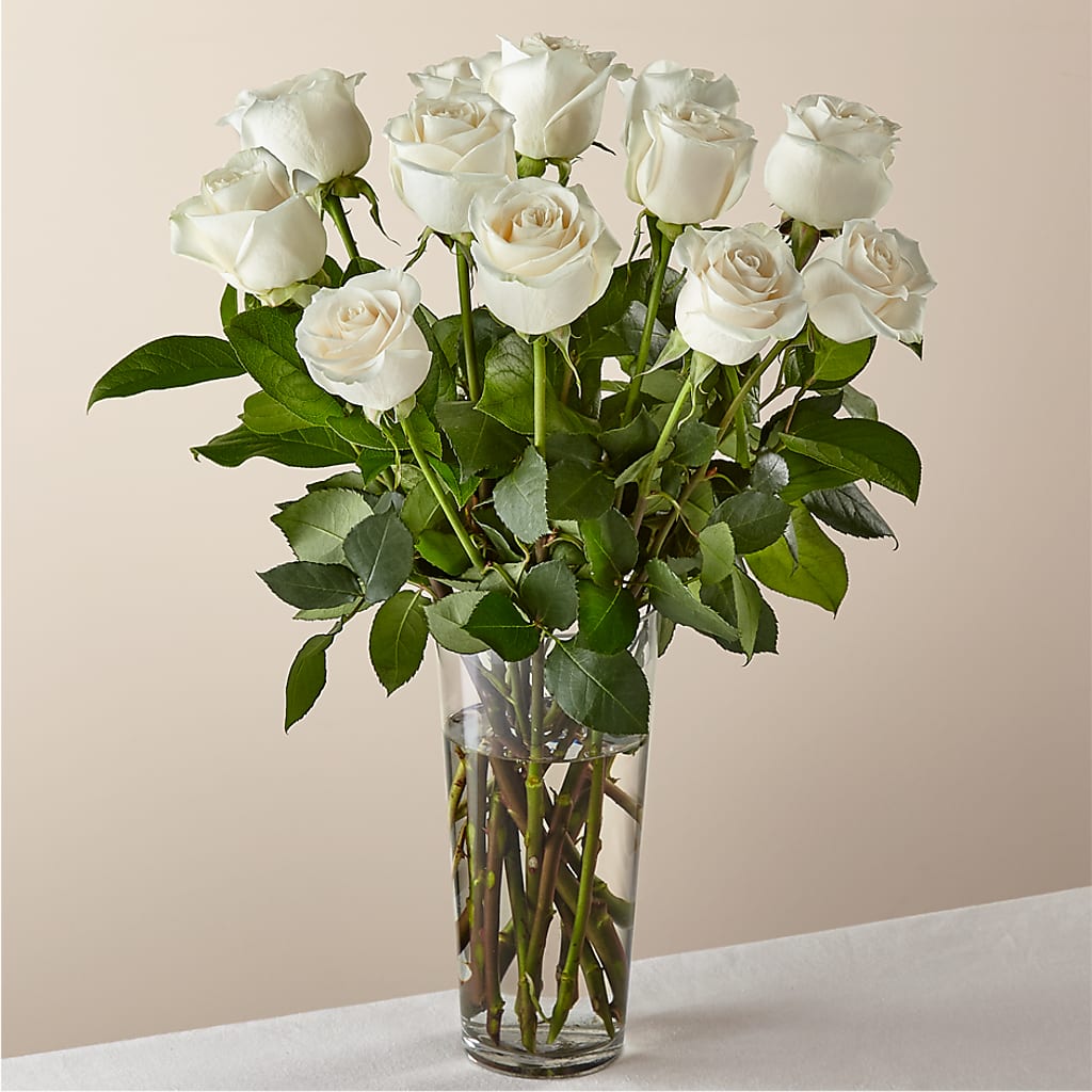 Long Stem White Rose Bouquet – Mattoon Flower Shop Inc, Mattoon IL