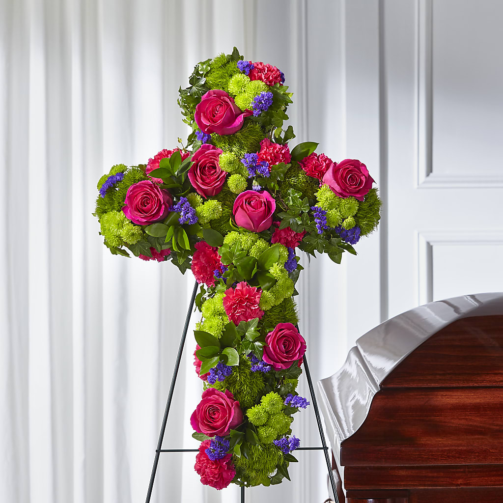 Tribute Rose Floral Cross – Mattoon Flower Shop Inc, Mattoon IL