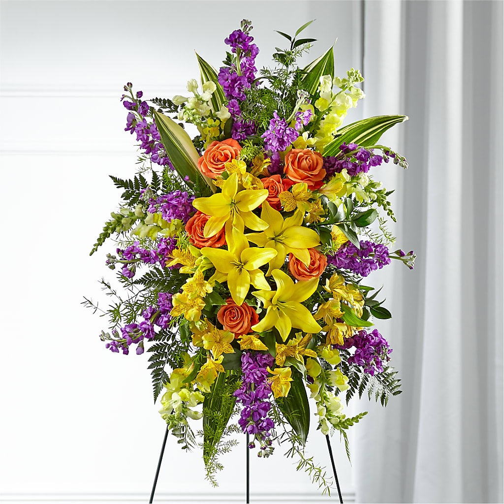 Thoughtful Prayers Standing Spray – Mattoon Flower Shop Inc, Mattoon IL