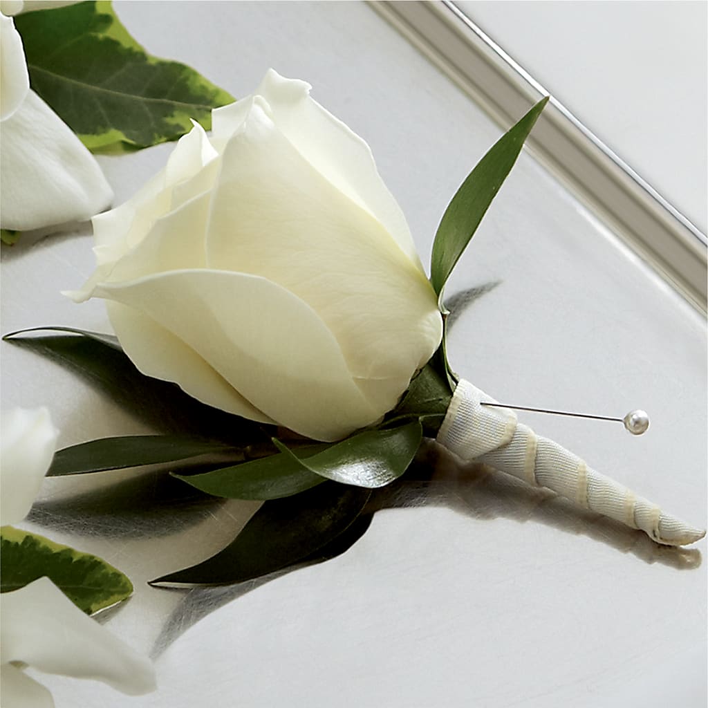 White Rose Boutonniere – Mattoon Flower Shop Inc, Mattoon IL