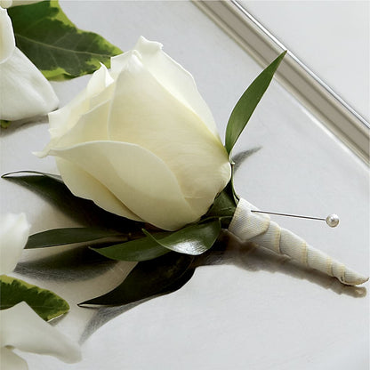 White Rose Boutonniere –  Mattoon Flower Shop Inc, Mattoon IL